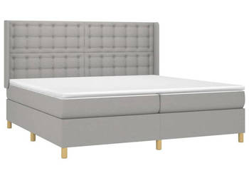 Łóżko kontynentalne z materacem jasnoszare tkanina 200x200cm WM-3139221