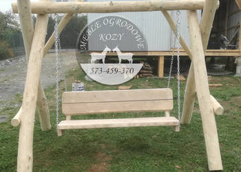 PROMOCJA!. Huśtawka ogrodowa drewniana / plac zabaw / stelaż Z GRUBYCH BALI
