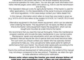VALTRA N101HCR, N111EHCR, N121H, N141H INSTRUKCJA OBSŁUGI