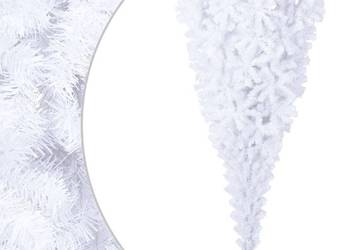 vidaXL Odwrócona, sztuczna choinka ze stojakiem, biała,（SKU:344669）