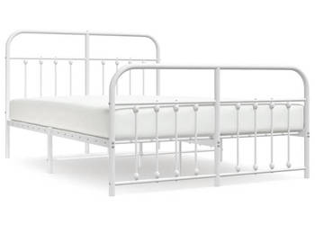 Łóżko Metalowe Białe Rama Łóżka Ze Stelażem Biała 140x190 cm WM-352645