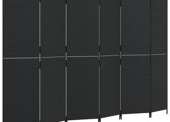 vidaXL Parawan 6-panelowy, czarny, polirattan(SKU:365352)