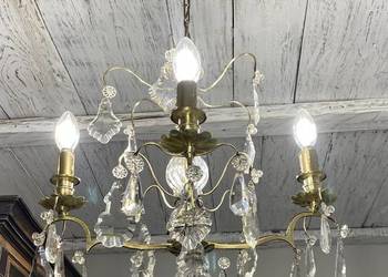 Francuski kryształowy Żyrandol nr. 12 po renowacji mosiądz Antyk Lampa