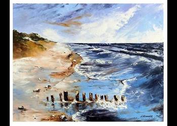 Kowalik - Morze IV - 50x40cm Obraz Olejny Marynistyka Pejzaż Widokówka