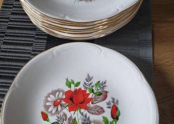 Talerze Obiadowe Płaskie  Francuska Ceramika Gien vintage