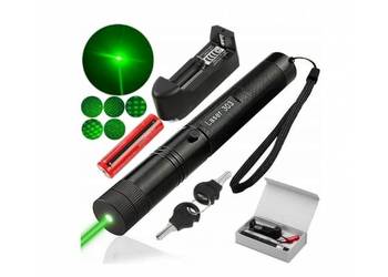 LASER MOCNY WSKAŹNIK LASEROWY POINTER ZIELONY AKU + ŁADOWARKA
