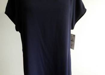 Sukienka Wizytowa Granatowa Koktajlowa na Okazje Biznesowa Trapezowy Fason