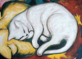 Obraz olejny Biały kot - Franz Marc