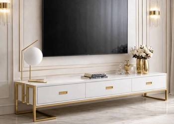 Szafka rtv złota nowojorska Exclusive White Premium 180x40x42