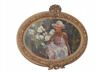 Józef Mehoffer - Arystokratka w Kapeluszu - Dama w Ogrodzie - Obraz Olejny