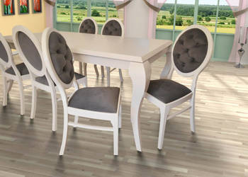 Stół Glamour LEONARDO + 6 krzeseł OVAL pikowanych