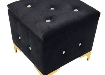 Pufa tapicerowana LUX otwierana 50x50 złote nogi kryształ Swarovski