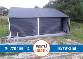 Garaż Blaszany Dwukolorowy 7x5 dwuspadowy - Garaże - GrzywStal A33v10