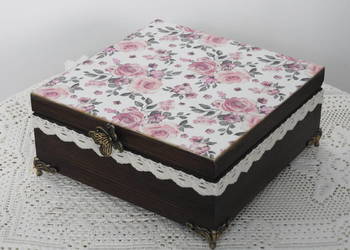Szkatułka, skrzynka na drobiazgi, drewniane pudełko, prezent, handmade