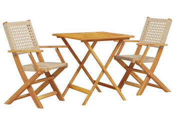 3-cz. zestaw mebli bistro beżowy rattan PE i lite drewno WM-3281876
