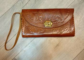 Real Leather/ Skórzana torebka do ręki z Madrytu i, kopertówka saszetka