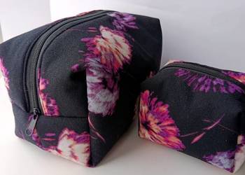 Kosmetyczka duża materiałowa w kwiaty zestaw handmade