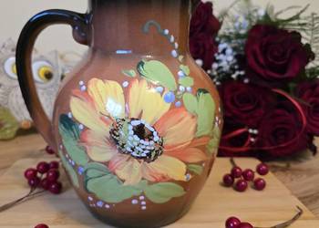 Dzbanek ceramiczny 2l – ręcznie malowany, czerwona glina