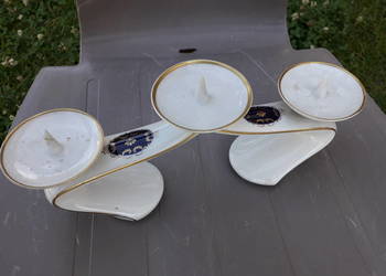 Biały porcelanowy świecznik Echt Kobalt nrd vintage