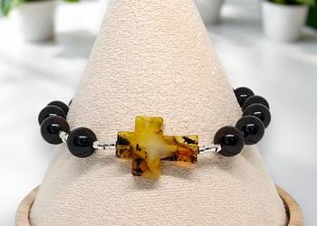 Bransoletka dziesiątka różańca z bursztynu, BURSZTYN bałtycki #1290