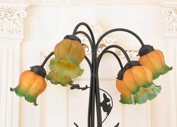 Lampa Stołowa Witrażowa - Styl Tiffany - witraż - Kolorowa Lampka - Gabinet