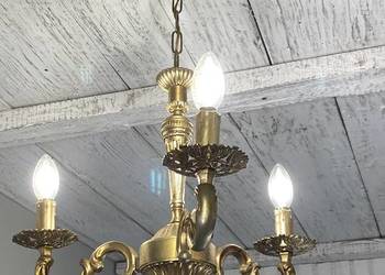 Francuski Żyrandol nr. 26 Francja, mosiądz 3-ram Antyk Lampa