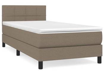 Łóżko kontynentalne z materacem, taupe, tkanina, 90x190 cm（SKU:3140021）