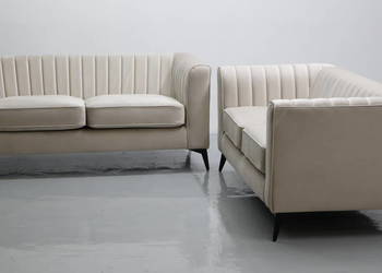 TSO fantastyczny komplet 2+2 SOFA KANAPA zestaw welur Jasny beż VELLUTTO