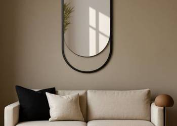 Lustro owalne w czarnej matowej ramie mdf - OLAF - kolor ramy do wyboru