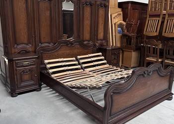 Piękna dębowa sypialnia łóżko 160cm szafki szafa 290cm stelaż unoszony