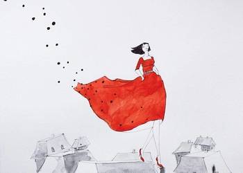 "A JA SOBIE SPACERUJĘ" akwarela z dodatkiem piórka "A JA SOBIE SPACERUJĘ" akwarela z dodatkiem piórka