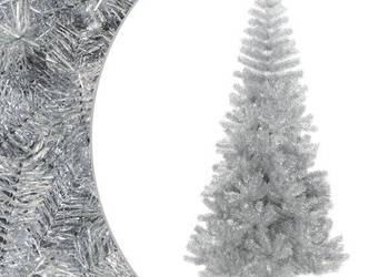 vidaXL Sztuczna choinka ze stojakiem, srebrna, 180 cm, PET（SKU:321013）
