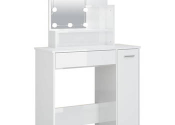 Toaletka z oświetleniem LED biała z połyskiem 865x35x136 cm WM-808816