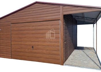 Garaż blaszany 4x6m + wiata 1,5m brama uchylna drzwi dach ID982