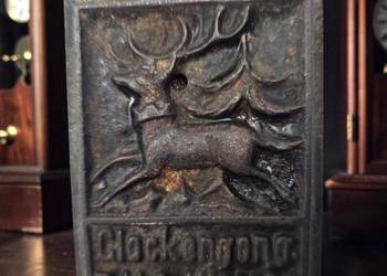 Żeliwna płytka gongu strunowego do zegara Niemcy XIX/XXw motyw myśliwski