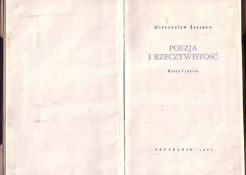 (8184) POEZJA I RZECZYWISTOŚĆ – MIECZYSŁAW  JASTRUN