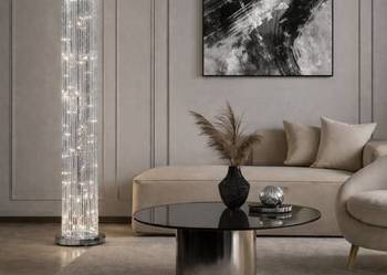 Nowoczesna lampa srebrna podłogowa ledowa tuba do salonu Premium 100 143