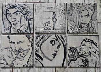 Arcane - kadry z filmu serialu wygrawerowane na płytkach, unikat