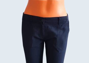 Damskie eleganckie granatowe spodnie materiałowe Blue Motion 36/S