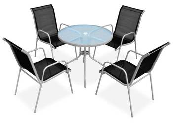 vidaXL 5-cz. zestaw mebli ogrodowych, stalowy, czarny(SKU:43317)