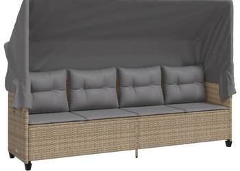 vidaXL Leżanka z zadaszeniem i poduszkami, beżowa(SKU:368338)