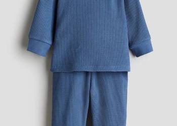 Waflowy komplet dresowy H&M Rozmiar 62 Bawełna Niebieski Niemowlęcy Bluza S