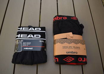 4 Pary Bokserek Męskich UMBRO/HEAD*Rozmiar 2x XXL*Olsztyn*Wysyłka