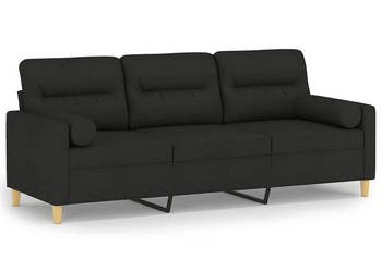 3-osobowa sofa z poduszkami czarna 180 cm tkanina WM-3200833