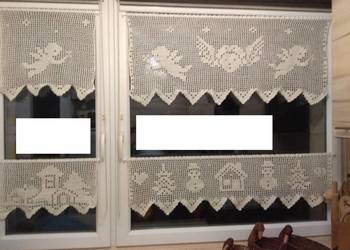 ANIOŁKI CHOINKI BAŁWANKI KOŚCIÓŁ DOMKI Firanki 4 szt.+lampki 50 kulek