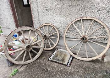 Stare drewniane koła od wozu 85 / 95 / 110 cm – 3 sztuki – 200 zł