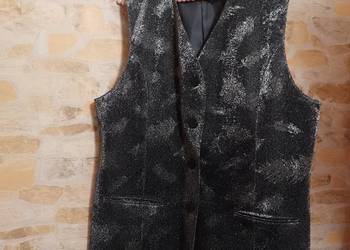 (46/3XL) New Fashion/ Srebrna, metaliczna kamizelka wieczorowa z Londynu