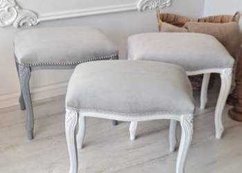 Stylowa pufa popielata fotel Ludwik Ludwikowska Prowansja  Shabby Chic