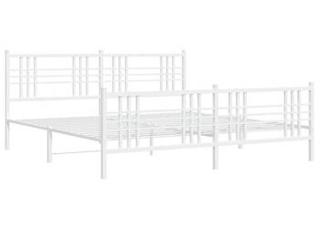 Łóżko Metalowe Białe Rama Łóżka Ze Stelażem Biała 200x200 cm WM-376398