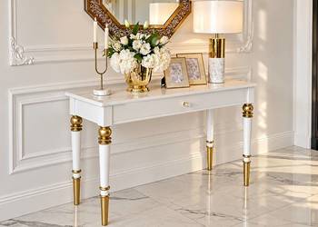 Toaletka glamour biała 100cm złote nogi